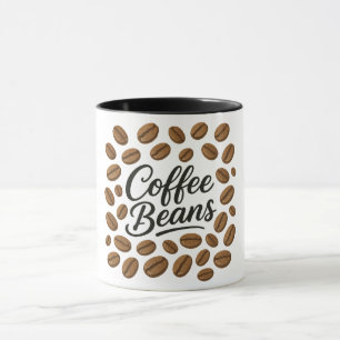 Illustration av kaffebönor av typografi mugg