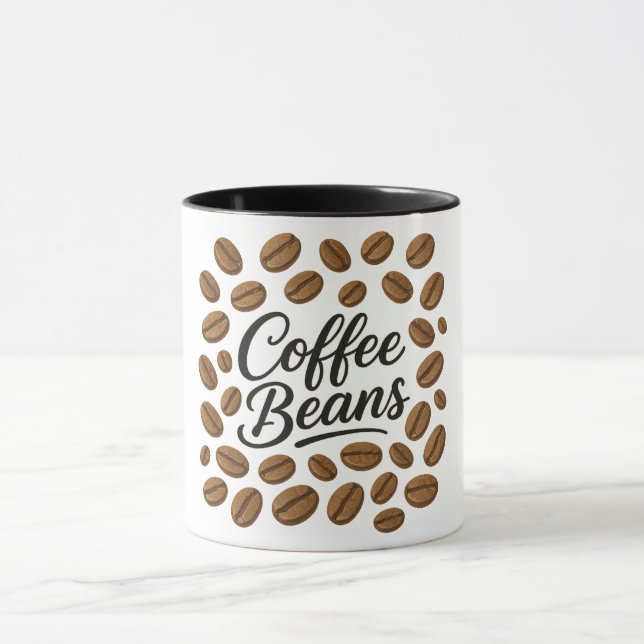 Illustration av kaffebönor av typografi mugg (Center)