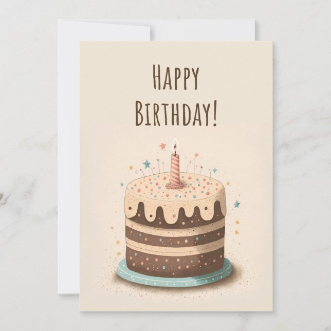 Illustration av kaka och ljus för födelsedagskort julkort (Framsida)