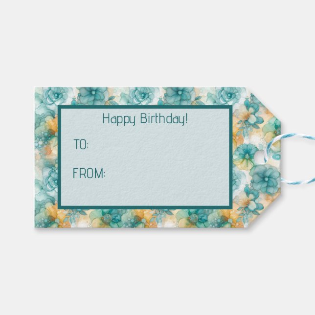 Illustration av kalk- och Gula blommor-alkohol Blä Presentetikett (Framsidan (Horisontell))