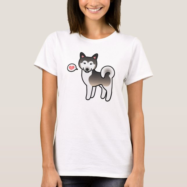Illustration av kärlek till grå vargfärgad Alaskan T Shirt (Framsida)