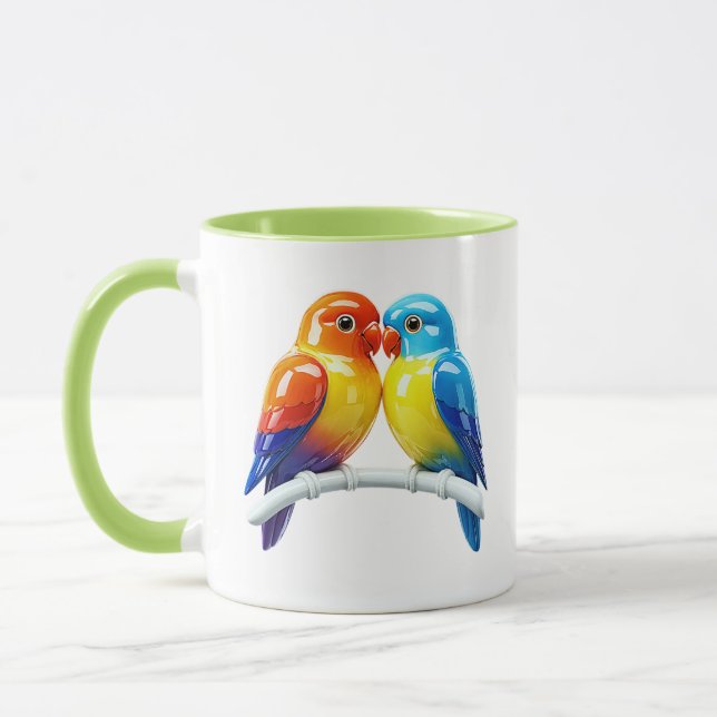 Illustration av kärleksfåglar mugg (Vänster)