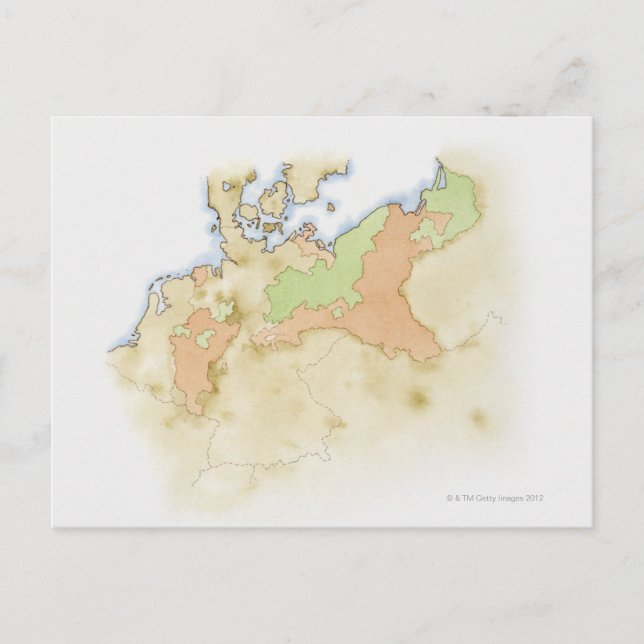 Illustration av karta från Tyskland Vykort (Framsida)