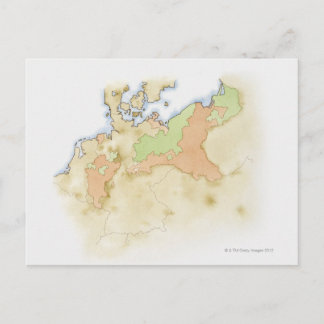 Illustration av karta från Tyskland Vykort