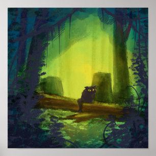 Illustration av katt av kål poster