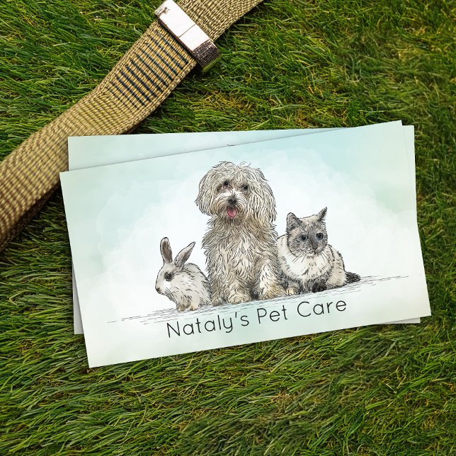 Illustration av katt, Hund och kanin Visitkort (Skapare uppladdad)
