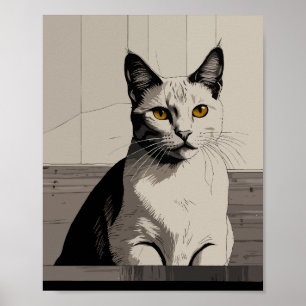illustration av katt med gult ögon poster