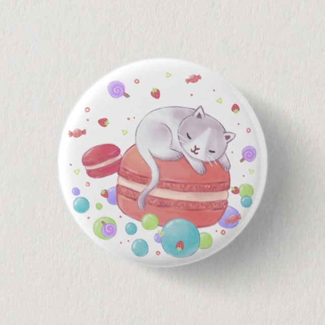 Illustration av katt och sötsaker knapp (Framsida)