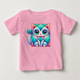 Illustration av katt på kvadratisk t-shirt, Katt m T Shirt
