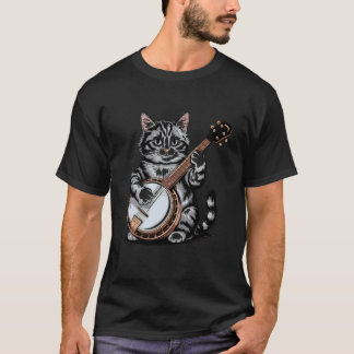 Illustration av katt som spelar banjo t shirt
