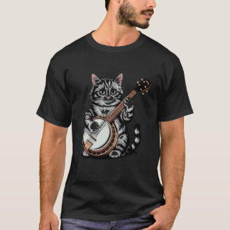 Illustration av katt som spelar banjo t shirt