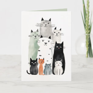 Illustration av katter och vänner med vattenfärg G Inbjudan