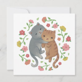 Illustration av kattor och blommor i vår inbjudningar