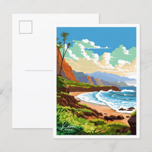 illustration av Kauai Hawaiis Vintage Vykort