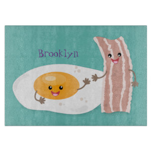 illustration av kawaiiägg och tecknad av bacon