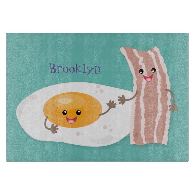 illustration av kawaiiägg och tecknad av bacon (Framsidan)