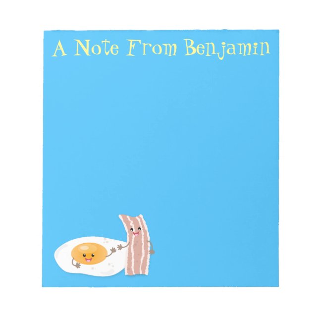 illustration av kawaiiägg och tecknad av bacon anteckningsblock (Framsida)