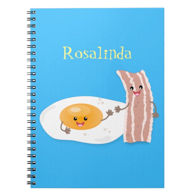 illustration av kawaiiägg och tecknad av bacon anteckningsbok (Framsidan)