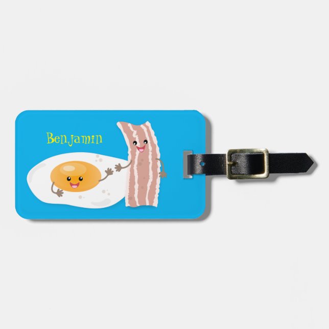 illustration av kawaiiägg och tecknad av bacon bagagebricka (Horisontell Framsida)