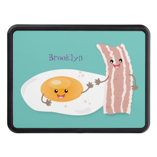 illustration av kawaiiägg och tecknad av bacon dragkroksskydd (Framsidan)