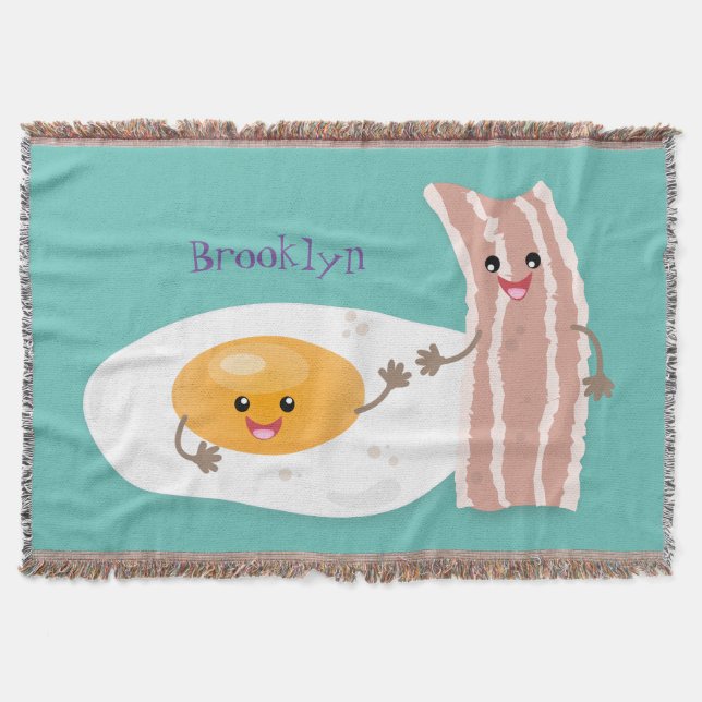 illustration av kawaiiägg och tecknad av bacon filt (Framsidan)