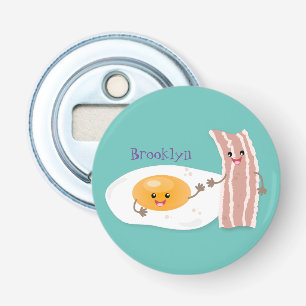 illustration av kawaiiägg och tecknad av bacon flasköppnare