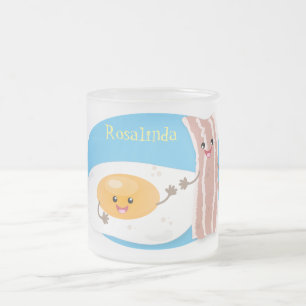 illustration av kawaiiägg och tecknad av bacon frostad glasmugg