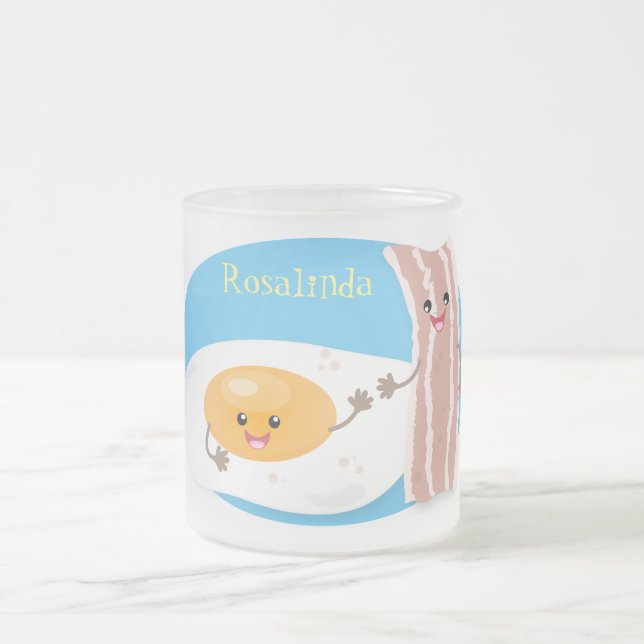 illustration av kawaiiägg och tecknad av bacon frostad glasmugg (Center)