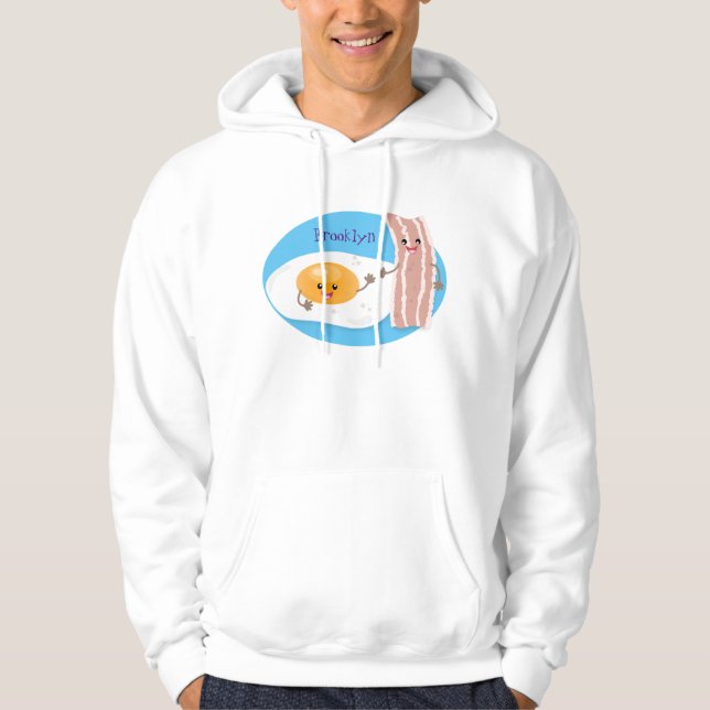 illustration av kawaiiägg och tecknad av bacon hoodie (Framsida)