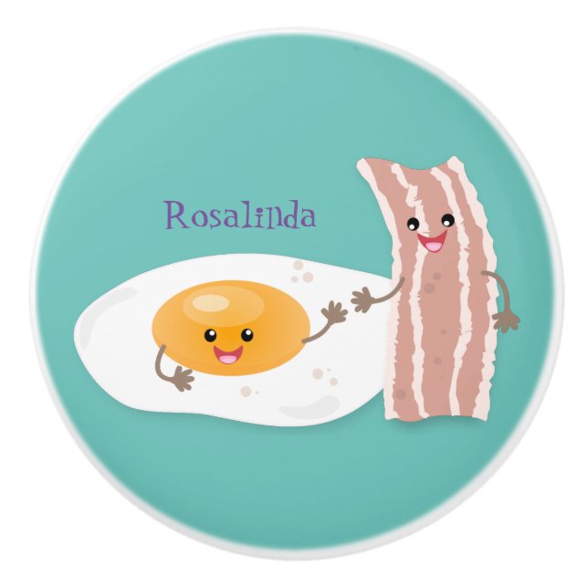 illustration av kawaiiägg och tecknad av bacon knopp (Framsidan)
