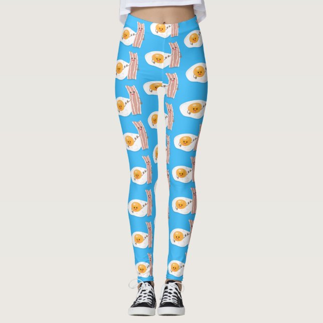 illustration av kawaiiägg och tecknad av bacon leggings (Framsida)