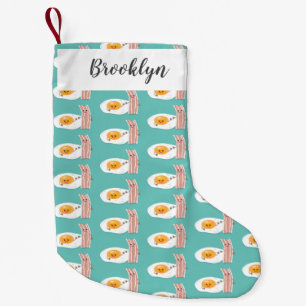 illustration av kawaiiägg och tecknad av bacon liten julstrumpa