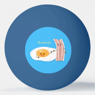 illustration av kawaiiägg och tecknad av bacon pingisboll