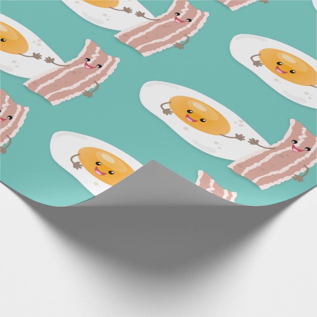 illustration av kawaiiägg och tecknad av bacon presentpapper (Hörn)
