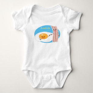 illustration av kawaiiägg och tecknad av bacon t shirt