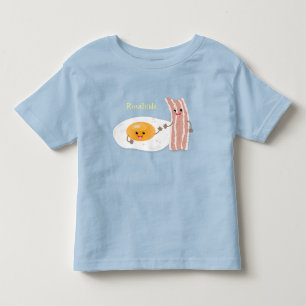 illustration av kawaiiägg och tecknad av bacon t shirt