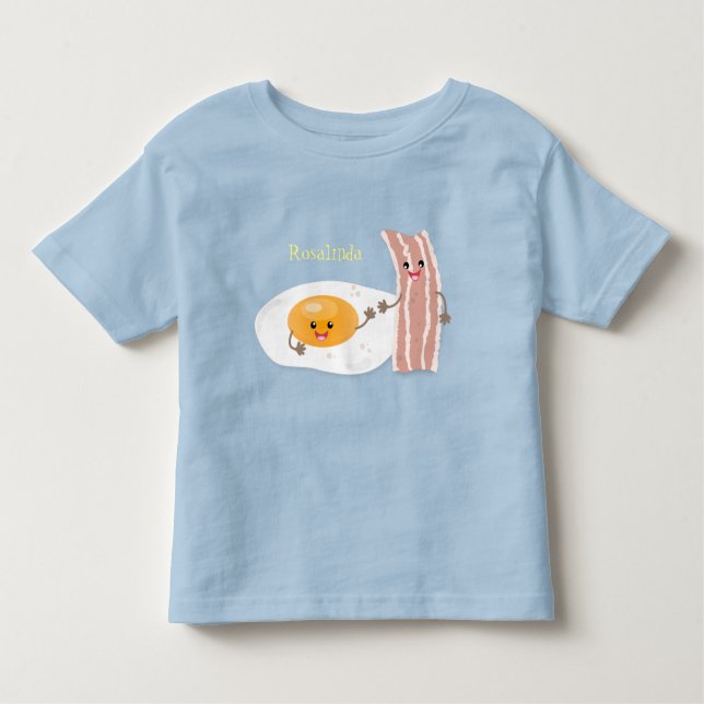 illustration av kawaiiägg och tecknad av bacon t shirt (Framsida)