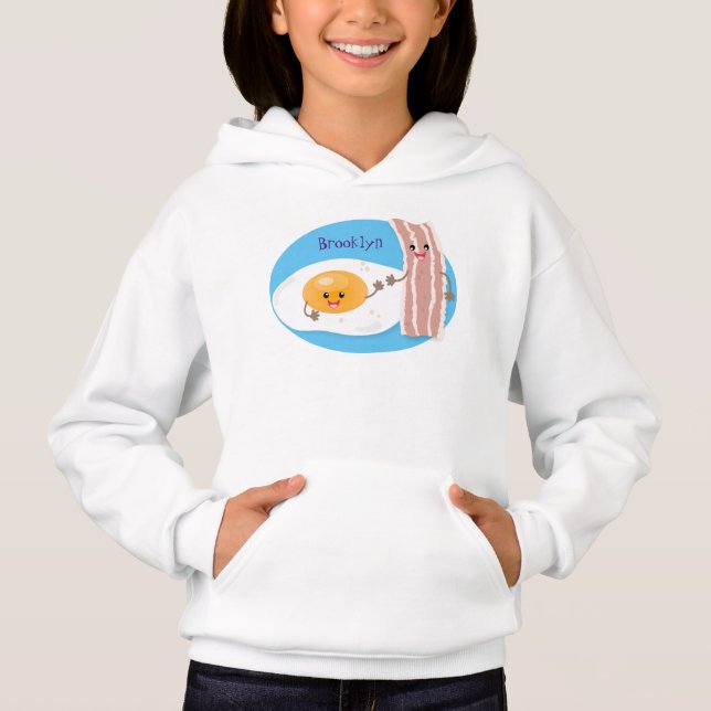 illustration av kawaiiägg och tecknad av bacon t shirt (Framsida)