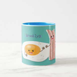 illustration av kawaiiägg och tecknad av bacon Två-Tonad mugg