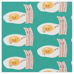 illustration av kawaiiägg och tecknad av bacon tyg