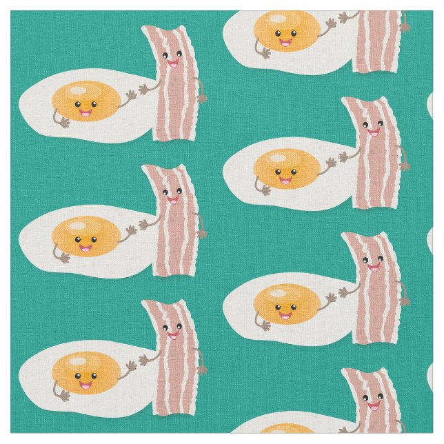 illustration av kawaiiägg och tecknad av bacon tyg (Närbild)
