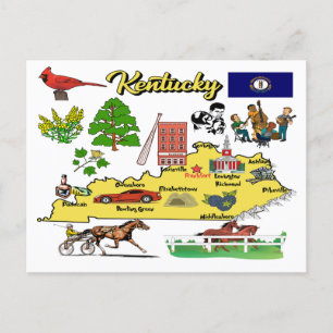 Illustration av Kentucky Karta Vykort
