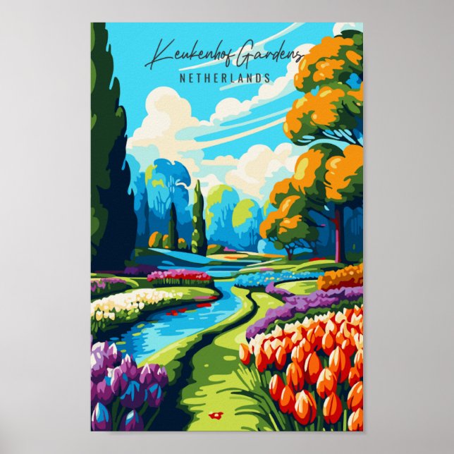 illustration av Keukenhof Gardens vintage resor Poster (Framsidan)