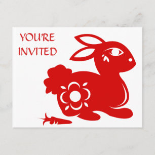ILLUSTRATION AV KINESISK ZODIAC RABBIT PAPERCUT INBJUDNINGAR