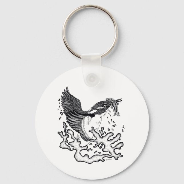 Illustration av Kingfisher på knappens nyckelring (Framsida)