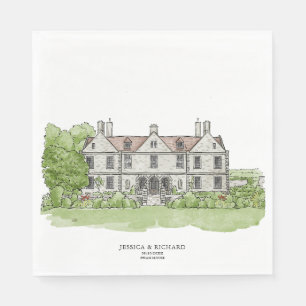 Illustration av klassisk Hand plockade Venue Manor Pappersservett