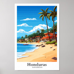 Illustration av Konst Vintage resor i Honduras Väs Poster