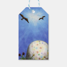 illustration av konstens påskägg som ljuger i gräs presentetikett
