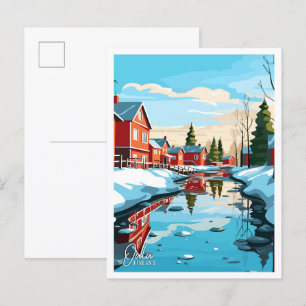 Illustration av konstgjord Vintage resor i Oulu Fi Vykort