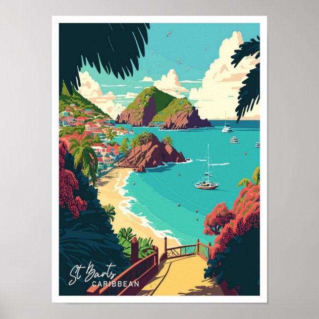 illustration av konstresans Vintage i Saint Barts- Poster (Framsidan)